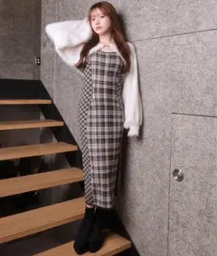 リップサービス フェザーチェックアンサンブルロングワンピース 新品未使用タグ付き