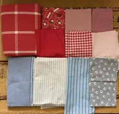 【匿名発送】大きめはぎれ　コットン　まとめ売り　赤系7枚　青系4枚