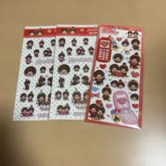 【正規品】モンチッチ 平成はっぴーフォン ぷくっとシール　3枚セット