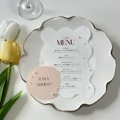 【大人気！】　メニュー表　結婚式　シンプル　うねうねカット　パール