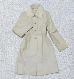 【最終価格】ホワイト✨リアルレザーコート ラビットファー襟付き ロング丈