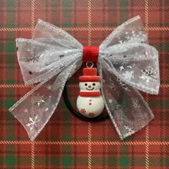SnowMan スノーマン　リボンヘアゴム 　赤　メンカラ　雪の結晶　ペンライト