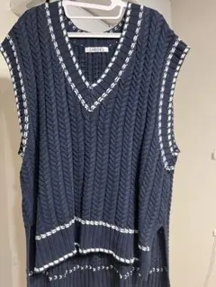 SNIDEL ネイビー ケーブル編みニットベスト