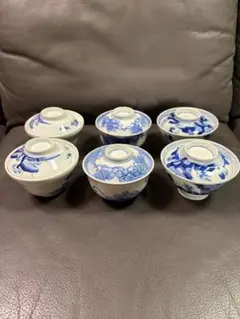 K184-3 京焼 平安 春峰 染付 捻じ文 煎茶碗 5客 X - メルカリ