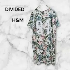 DIVIDED H&M 半袖 Tシャツ カットソー チュニック丈 ボタニカル柄