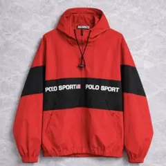 Polo Sport プルオーバー ナイロンジャケット レッド×ブラック 古着