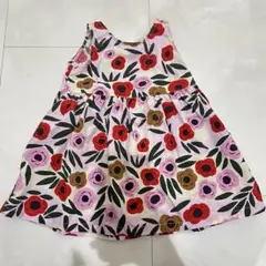 美品 UNIQLO マリメッコ ノースリーブワンピース 花柄 ピンク 80cm