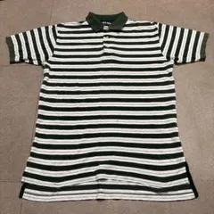 Polo golf ポロシャツ　半袖　ボーダー　ゴルフ　緑　白　Mのサムネイル