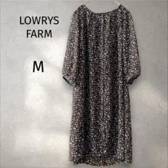 ローリーズファーム＊花柄シアーロングワンピース ブラウン 【M】小花柄 上品