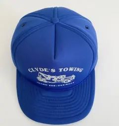 海外古着 アメリカ企業 プリント ベースボールキャップ トラッカー 帽子 ブルー