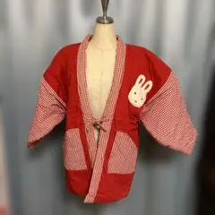 FAVLIN⭐︎ウサギ刺繍 赤いどてら半纏⭐︎美品訳あり