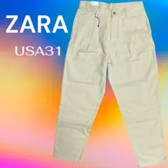 ZARA ザラ ハイウエスト テーパードパンツ チノ タックワイドパンツ40