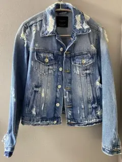 ZARA ダメージ加工デニムジャケット USA Sサイズ