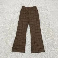 earth music&ecology チェックフレアパンツ M ブラウンのサムネイル