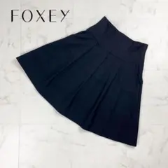 美品 フォクシーニューヨーク タックフレアスカート 黒 サイズ38*ZC2016