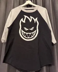 人気 スピットファイア ラグラン 7分袖 Tシャツ ビッグヘッド ロゴ 黒 灰のサムネイル