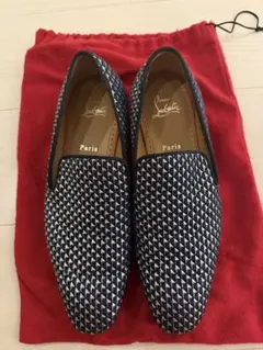 25248✨クリスチャンルブタン タッセルローファー 編み込み ネイビー