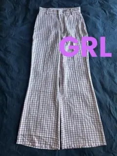 【極美品】GRL グレイル ギンガムチェックフレアパンツ ピンク M 美脚のサムネイル