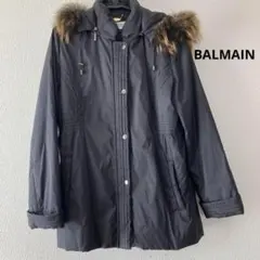 BALMAIN ブラック ダウンジャケット フードファー付き コート
