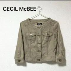 CECIL McBEE ノーカラージャケット ブラウン　ショート丈　M 麻素材のサムネイル