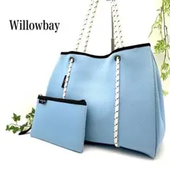 【美品】Willowbay ネオプレン トートバッグ ライトブルー ポーチ付のサムネイル