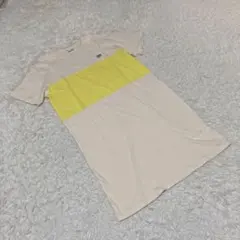 PUMA プーマ　半袖カットソーワンピース　バイカラー　クリーム　黄色　L