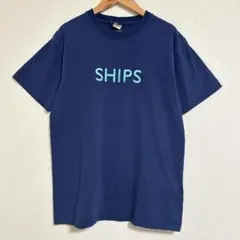 SHIPS ロゴエンブロイダリーTシャツ 刺繍ロゴTシャツ ユニセックス S 紺のサムネイル