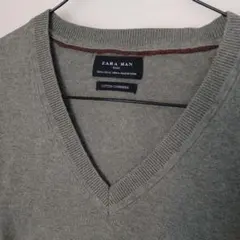 ZARA MAN コットン Vネックカーディガン グレー