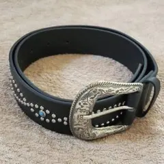 ウエスタンベルト y2k アメカジ ターコイズ スタッズ k4 ブラック