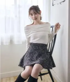 新品タグ付き◆オフショルギャザーニット rienda