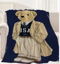 ポロ風　クマ　ブランケット　75×100cm