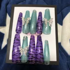 ゼブラロングネイルチップ