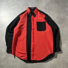 ヴィンテージ ブラック レッド 切り替え モード デザイン レトロ シャツ