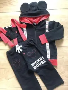 ミッキー耳付きトレーナー・パーカー パンツ上下セット90