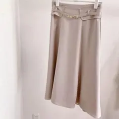 ミッシュマッシュ　ビット付きフレアスカート　ベージュ　Mサイズ