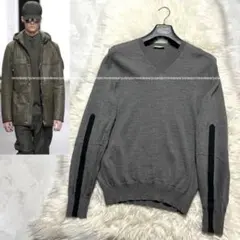 ディオールオム テープライン ミリタリー Vネック ニット セーター M