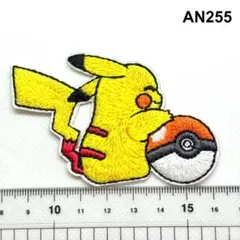 AN255 ピカチュウ　ポケモン　シール接着　総刺繍ワッペン　アップリケ　パッチ