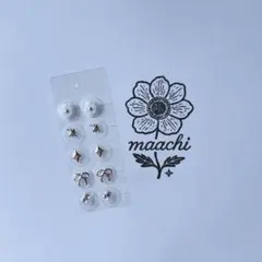 耳ツボジュエリー　金粒10粒　花　リボン　ストーン　シルバー