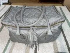 KenKenKen グレー キルティング レザーボストンバッグ