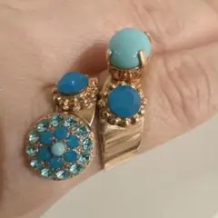ターコイズ　　リング　エスニック　インド