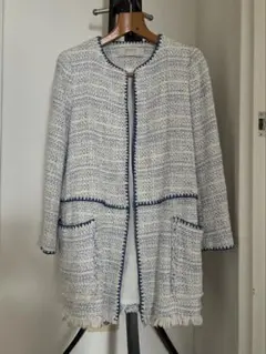 ZARA ノーカラージャケット　ツイードジャケット