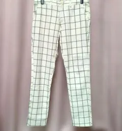 ロングパンツ　ｌugnoncure ㈱キャン　サイズ　チェック　白　ホワイト