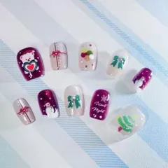 クリスマス ツリー　ネイルチップ クマリポン雪だるま　ハート　現品　即購入OK②