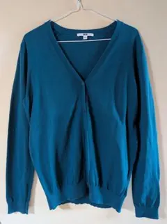 ​【未使用】 ユニクロ Vネックカーディガン LL（XL）サイズ ブルーグリーン