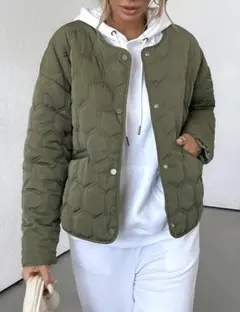 オリーブグリーン キルティングジャケット