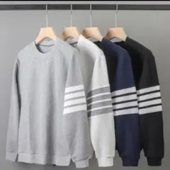 ワッフル生地　ロンt 　長袖　ブラック　ネイビー　韓国　メンズ