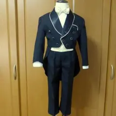 新品・子供服「燕尾服」85cm/5点セット　タキシード・フォーマルブラックスーツ