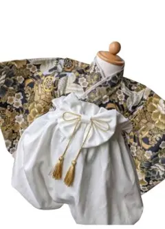 (タッセル付き)ベビー袴　鶴✕オフホワイト　3ヶ月〜　初節句