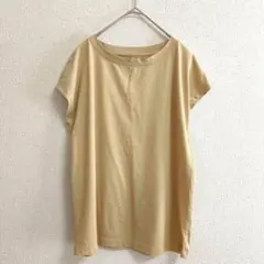 S0925 無印良品 フレンチスリーブTシャツ ライトベージュ Lサイズ