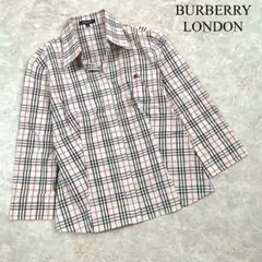 BURBERRY LONDON バーバリー ロゴ刺繍 ノバチェック 七分袖シャツ